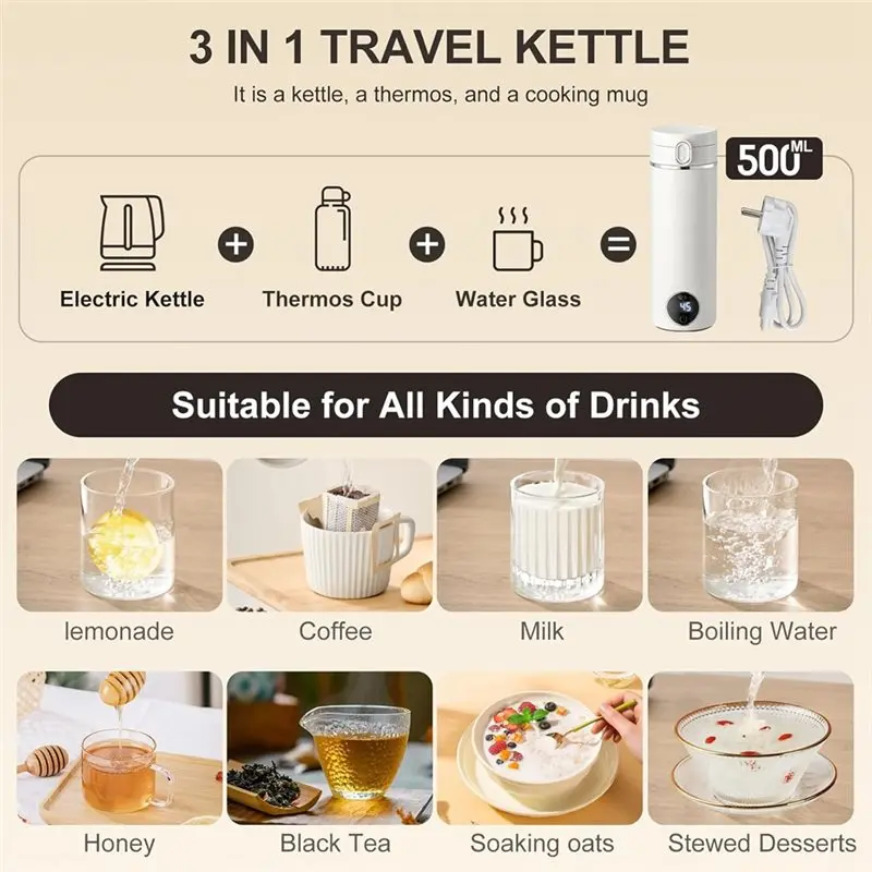 【NOVO】Chaleira portátil de via - Electric Kettle Temperature Control avaliação e preço
